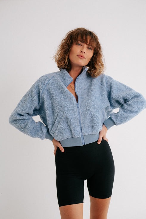 Seize The Day Fleece Jacket// Blue